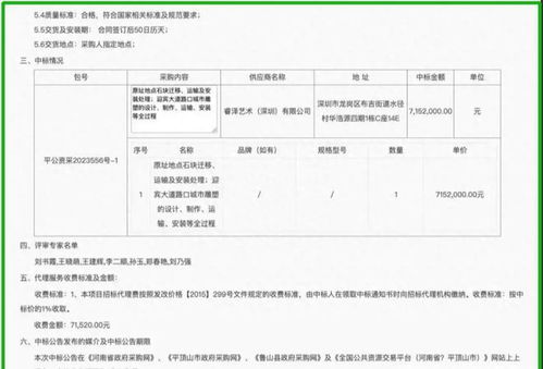 鲁山雕塑 中标公告竟然出现2个原则性错误
